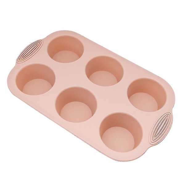Mini Muffinssi 6-reikäinen silikoni pyöreä mold 30x20,5x4,3 cm (vaaleanpunainen)