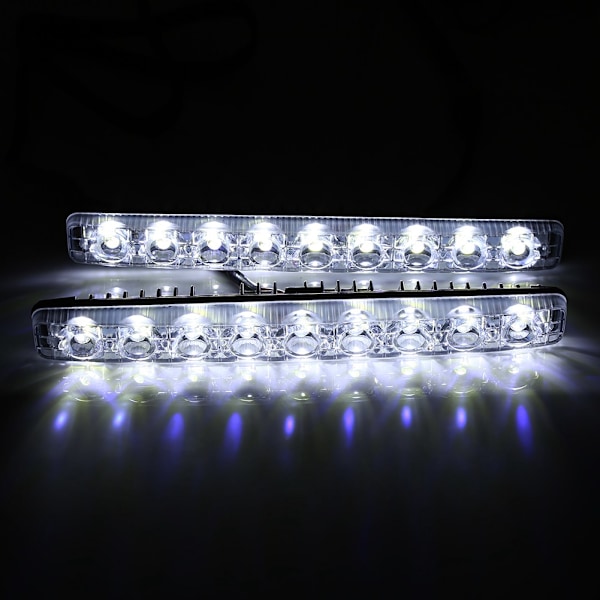 2 stk Hvite 9-LED Lange Strimler Dagkjørelys DRL Bil Tåkelys Dagkjøring