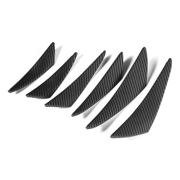6 stk. Kulfibertekstur Bil Bumper Fin Canard Splitter Diffuser Valence Spoiler Lip
