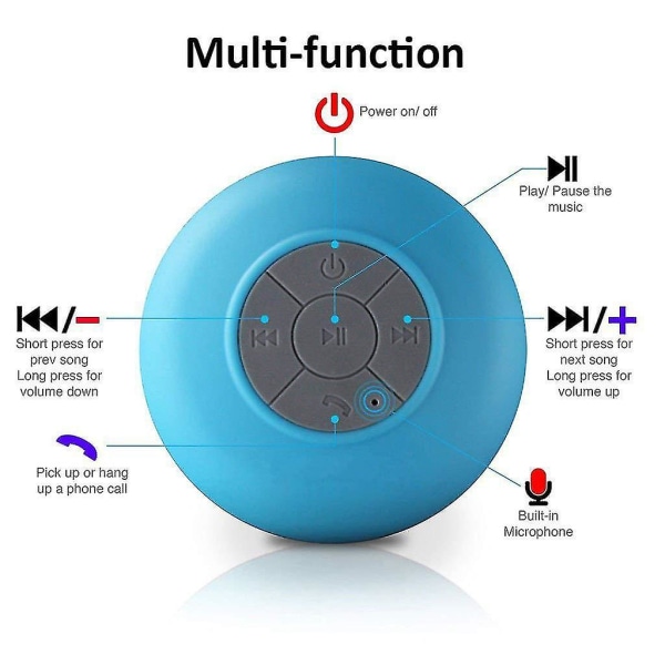 Bruseradio Vandtæt trådløs Bluetooth-højttaler med sugekop