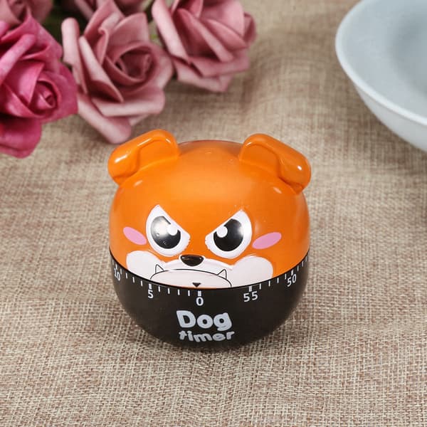 Mechanical Kitchen Timer Cute Dog Manual Counters for Household Cooking Reminder Tool (Brown)