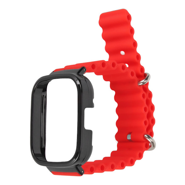2 i 1 ersättningsklockarmband för Redmi Watch 3 Silikon Justerbar Smart Watch Armband med skyddsfodral Röd