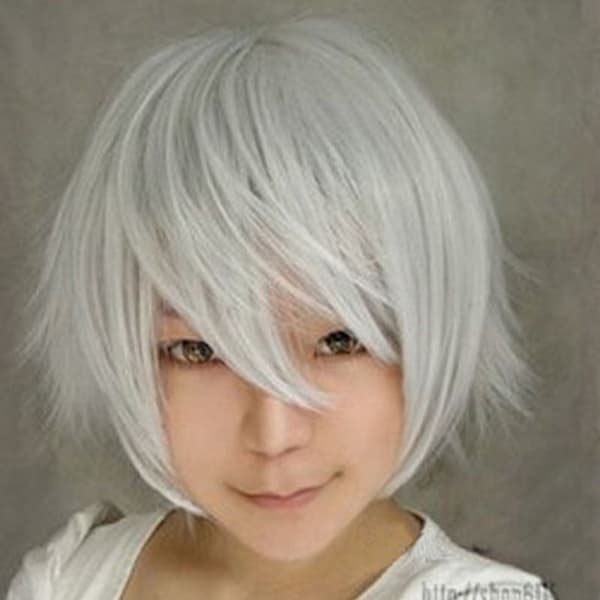 Mode Anime Unisex Kort Rak Peruk Party grey