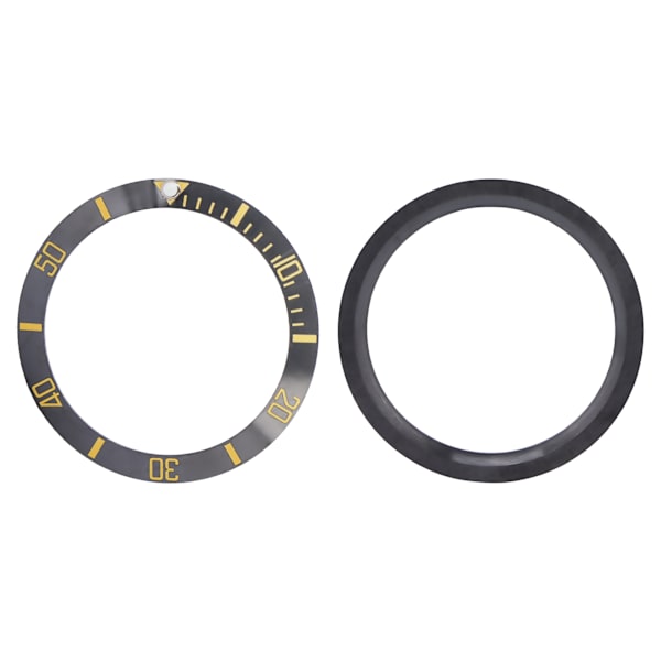 Ceramic Watch Insert Wristwatch Bezel Insert Loop Ring Replacement Parts (Black+Gold)