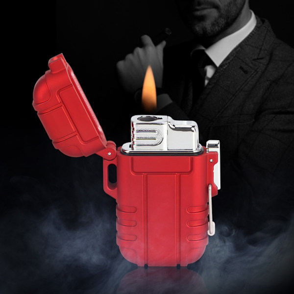 Bærbar gasslighter Vanntett vindtett lighter for røykere sigaretter Sigarett (rød)