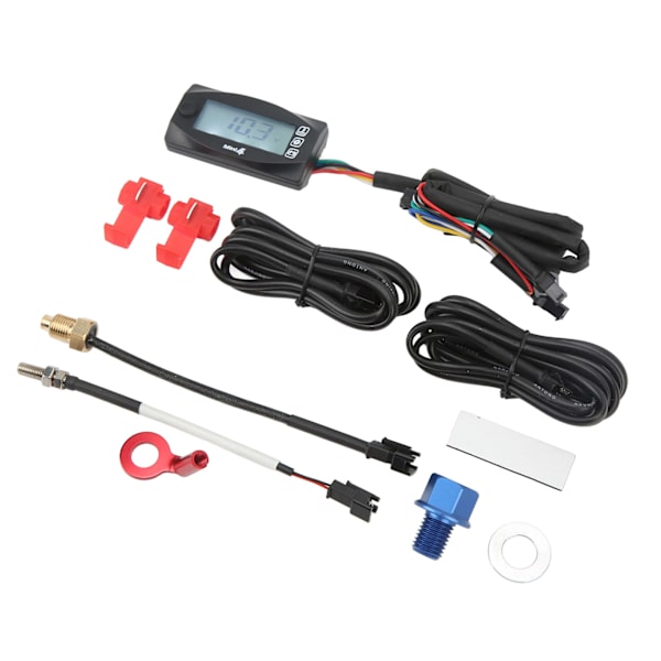 4 i 1 motorcykel termometer Motorolja Temp Spänning Tid LCD Digital Display DC12V Universal M14x1,5