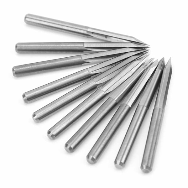 10 kpl 3,175 mm volframikarbiditerä, puun kaiverrus ja kaiverrus 30° X 0,1 mm