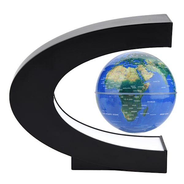 Floating Globe Magnetic Levitation Rotating Globe med färgglatt LED-ljus (EU-kontakt blå)