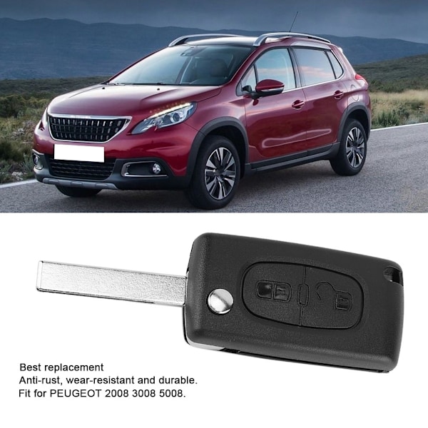 2-knapps fjärrnyckelfodral Skalskydd Passar för PEUGEOT 2008 3008 5008