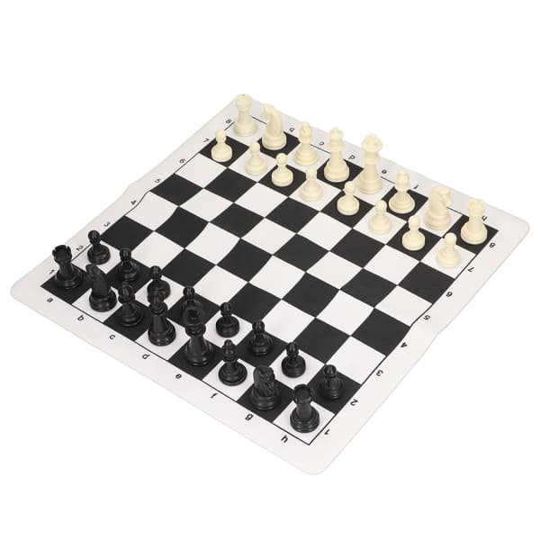 Plastic Chess Set International Chess Set Black and White Chess Board Set with a Storage Bag