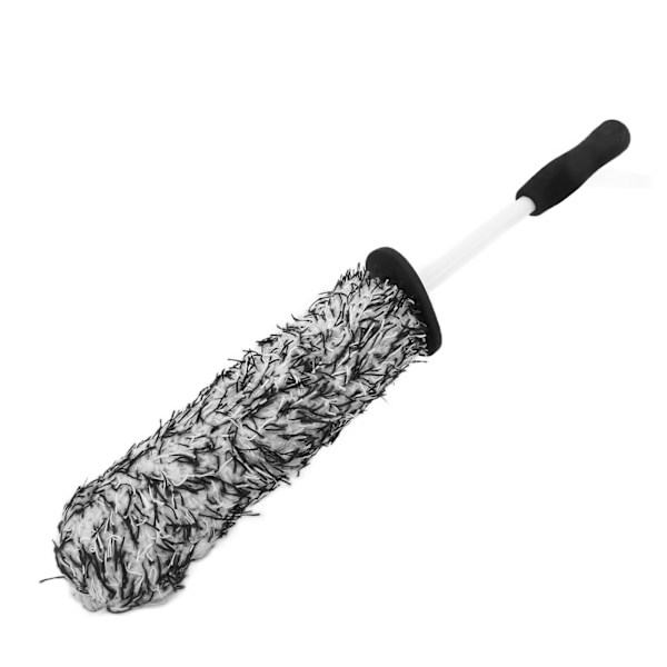 Bilhjul Däckrengöringsborste Mikrofiber Mjuk Multifunktion Lång räckvidd för avgasstötfångare Stänkskydd Grå Vit