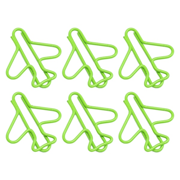 100 stk. Søde papirclips, flyformet design, belagt tråd, lyse farver, dekorative papirclips til scrapbog, kort, papirhåndværk, grøn