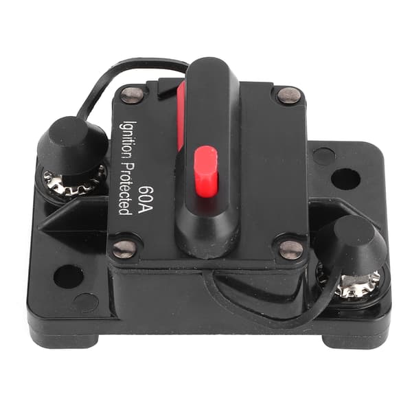 60A AMP Strømbryter Sikring Reset Holdere 12‑48V DC Vanntett for Auto RV Yacht