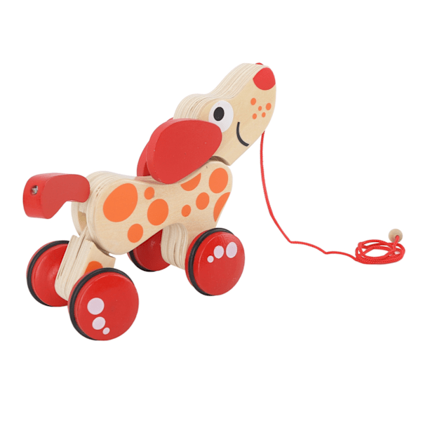 Push Pull Toy Pull Walk Along Pull Trä Hund Walk En lång valp Trä Pull Toy för promenader småbarn Hundstil