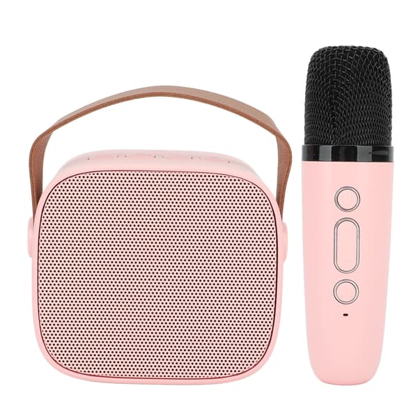 Mini Karaoke Machine with Wireless Microphone Portable Bluetooth Speaker for Kids Adults Pink