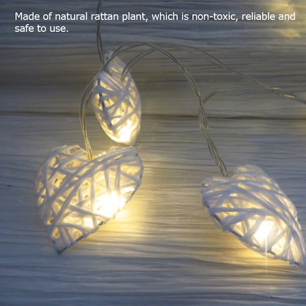 10LED Varm romantisk Hjärtformad Rotting Ball Ornament Ljusslinga Hem Party Dekor Lampa