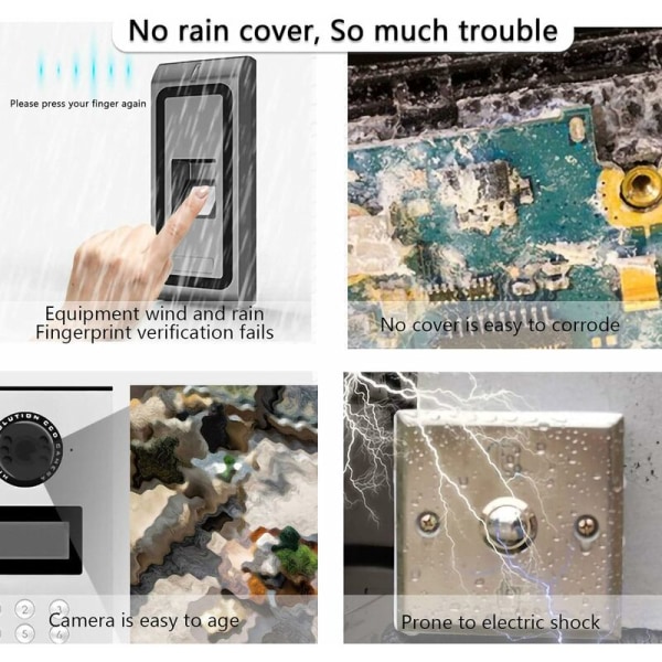 Regnbeskyttelse for dörrklocka, dörrlås, walkie talkie, utendørs dörrklocka Vattentätt metallbeskyttelse beskyttet mot solljus og regndropp,HANBING