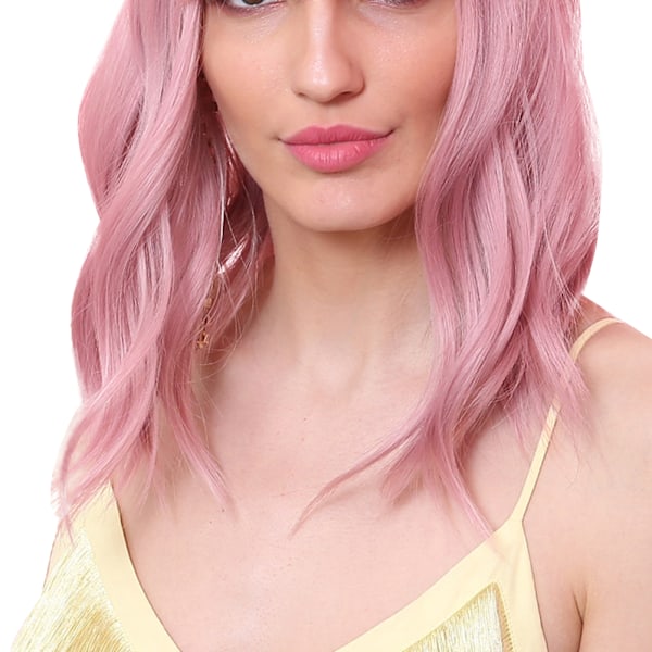 LC210-1 Curly Wavy Peruk Rosa Pastell Short Bob Syntetiska peruker Cosplay kostym peruker för kvinnor