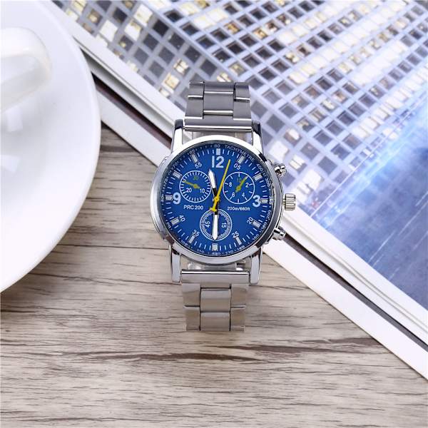 Män Man Analog klocka Rostfritt stål Armband Legering Armbandsur (blå)