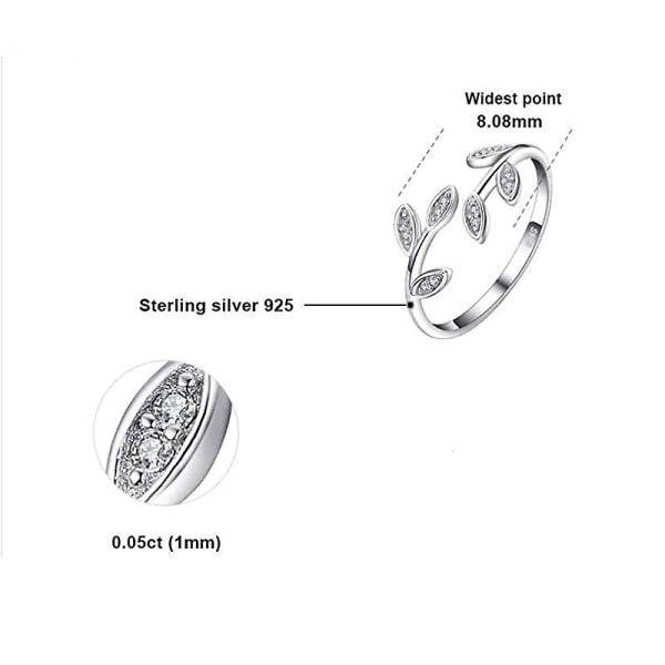 1 st 925 sterling silver tumringar för kvinnor olivbladsringar 18k guld justerbara ringar Fingeröppna ringar