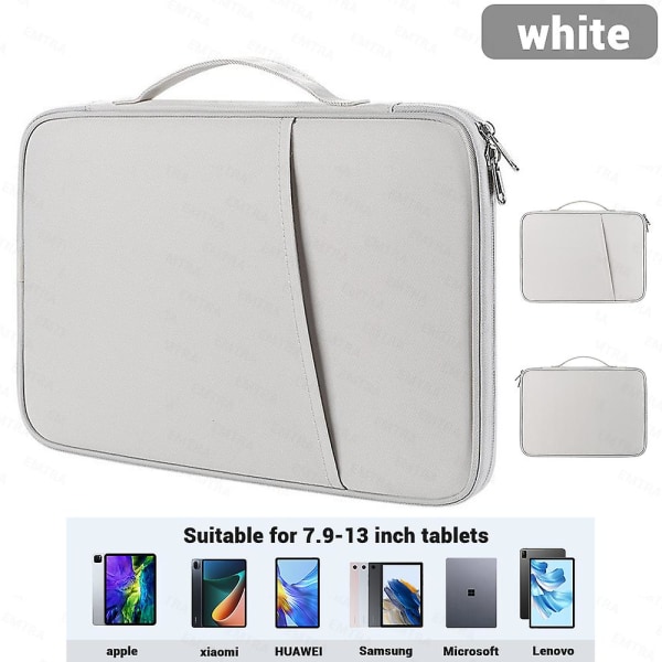 Lämplig för Emtra Tablet Handväska För Ipad Mini 6 Case Air 4 5 Pro 11 12,9 7:e/8:e/9:e cover för Xiaomi Pad 5 10 Kindle Case Stötsäker Pouch Tablet C white For 12.9 13 inch