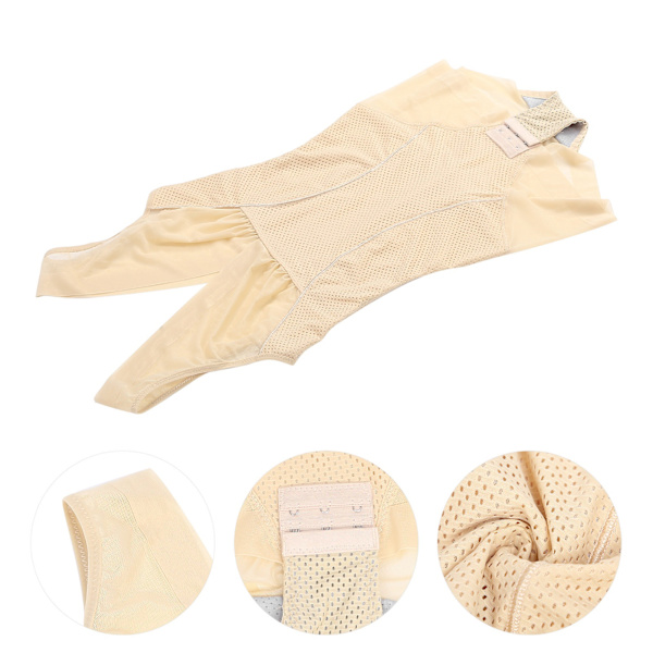 Slimming Body Shapewear Postpartum Rumplyftande Magkontroll Midjeträning Bodysuit (hudfärg)XL