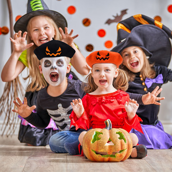 Halloween Græskar Basker Vintage Kunstner Hat Kawaii Sød Dame Kasket Varmt Filt Maler Efterår Vinter Hat