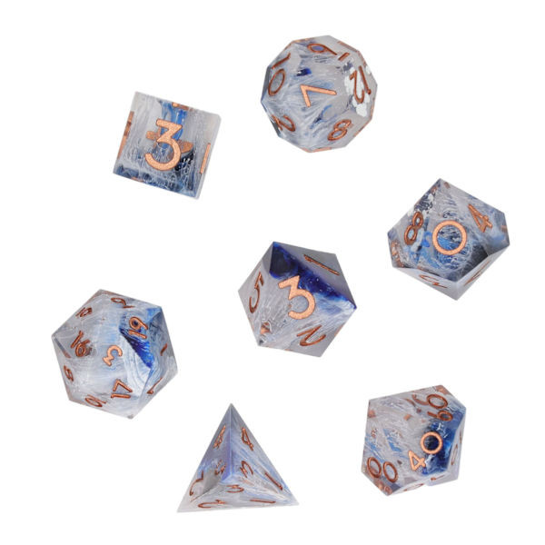 7 st Resin Tärningsset Transparent Polyhedron Clear Number Välbalanserad bärbar tärningssats för bordsspel