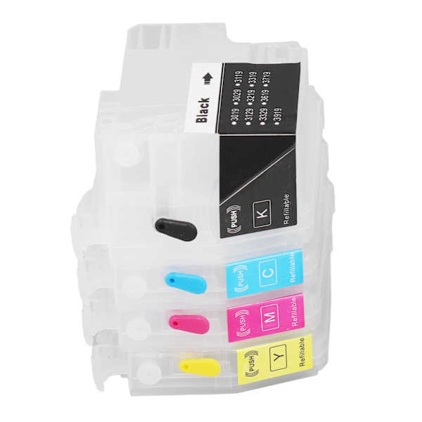 4 st bläckpatron Magenta Blå Gul Svart Jämnt genomskinlig utskrift Refill patron ersättning för skrivare LC3217