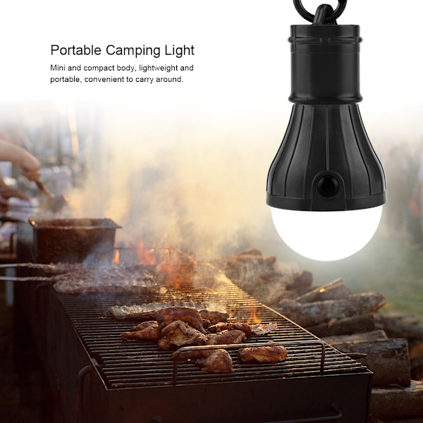 Mini Bærbar 3 LED Telthængende Lygte Udendørsfiskeri Camping Lampe (sort)