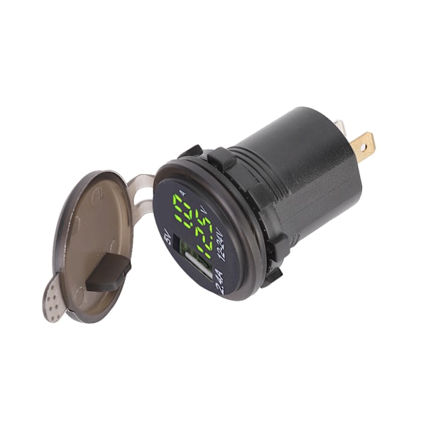 DC12-24V 2.1A 3 i 1 Multifunktion Digital LED vattentät termometer Voltmeter Bil USB Snabbladdare Grönt ljus