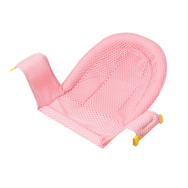 Babybadsitsstöd Andningsbar justerbar rem Halkfri Nyfödd badsits nät Rosa