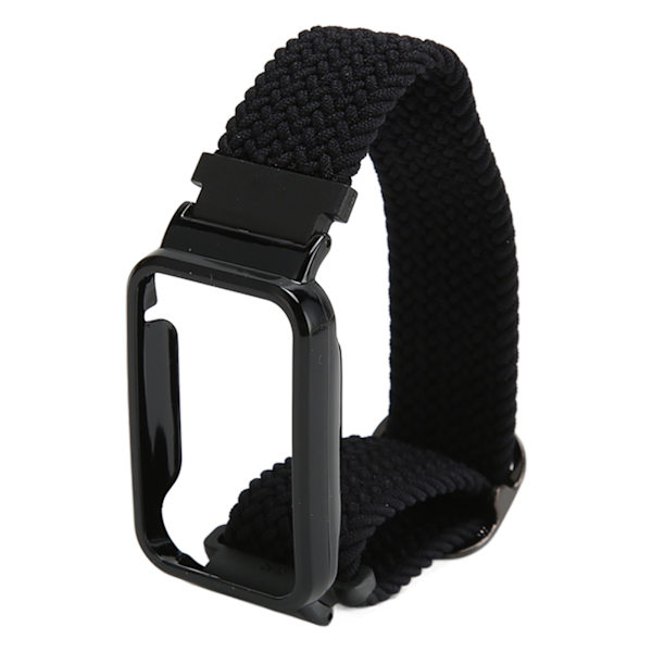 Braided Loop Strap for Mi Band 7 Pro Adjustable Elastic Nylon Loop Bracelet with Protective Frame Black Band Case