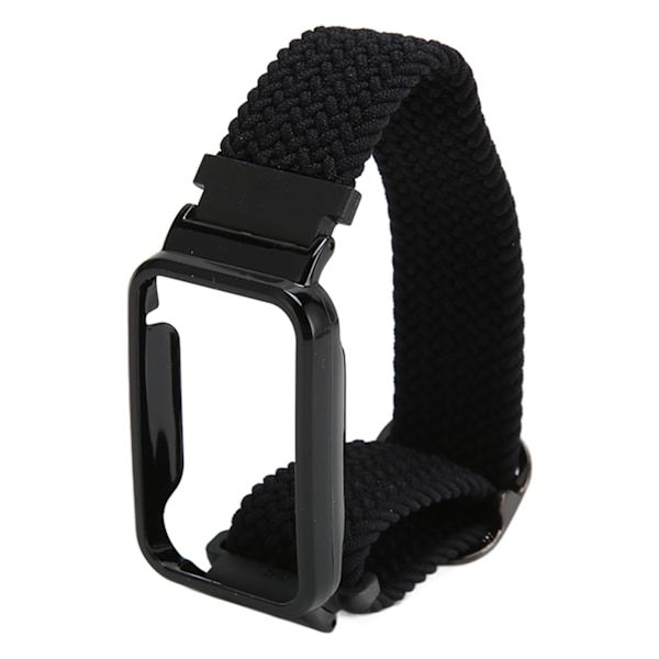 Flettet Loop Strap for Mi Band 7 Pro Justerbar Elastisk Nylon Loop Armbånd med Beskyttelsesram Svart Båndetui