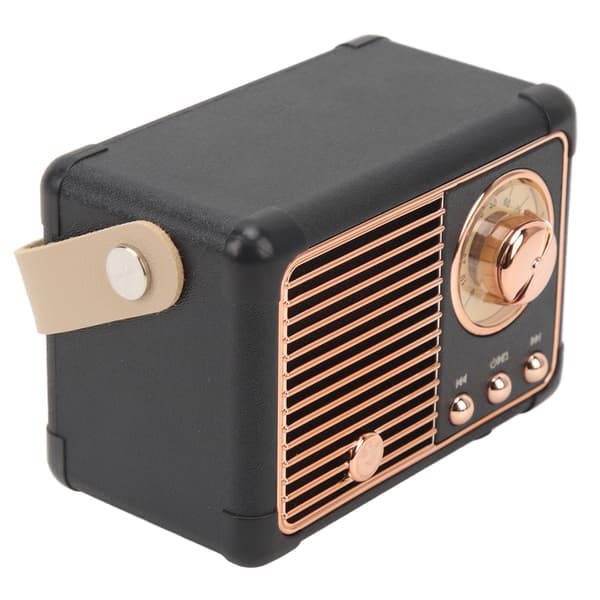 Bærbar Retro Bluetooth-højttaler med indbygget 400mAh batteri - Sort
