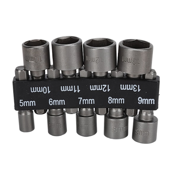 9 stk Socket Bits 1/4in Hex Skaft Krom Vanadium Stål Skruetrækker Sokkel med Opbevaringsholder