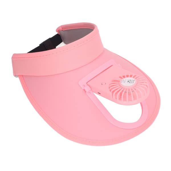 Ventilator Solhat med Justerbar 3-trins USB-opladning Solskyddsventilator Solhat til Sommer Rosa