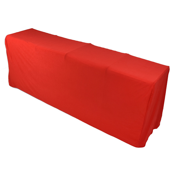 Stretch Spandex Bordsöverdrag Bra elasticitet Tvättbar Återanvändbar Röd Stretchbar duk med 4 fickor för bröllopsfest6FT(183x76x76cm)