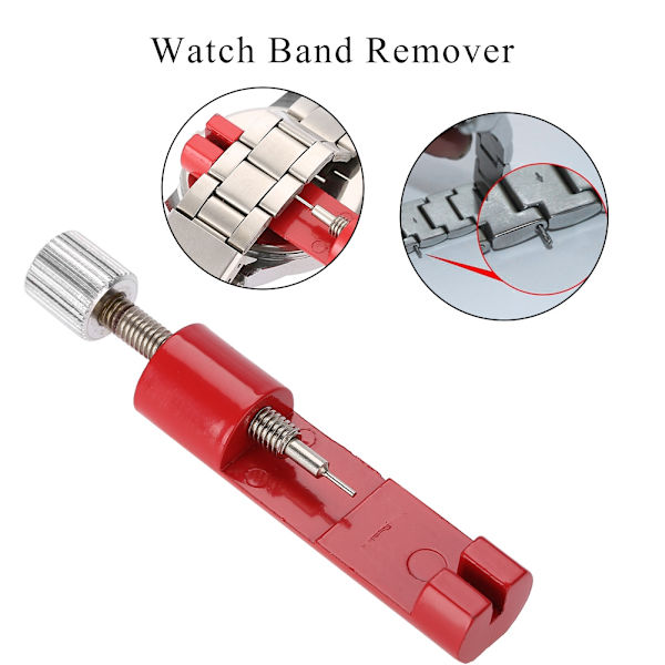 Watch Strap Link Pin Adjuster Remover Adjustable Repair Tool Accessory Kit (Red)