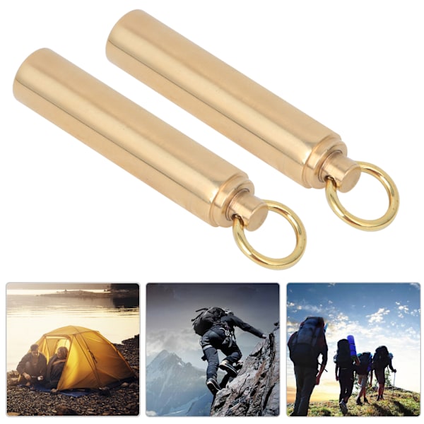 2-pack Vattentäta Mini-behållare i Mässing för Överlevnad, EDC, 12 mm i Diameter
