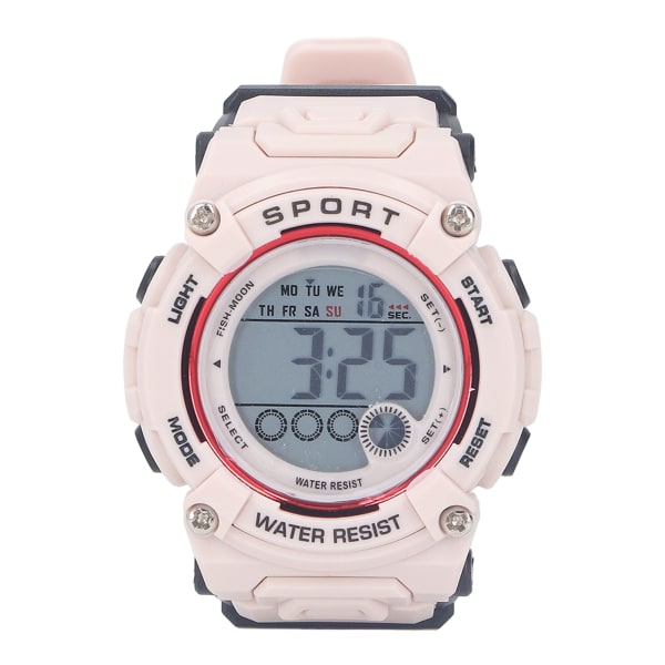 Digital Chronograph Children Student Waterproof Sport Multifunctional Electronic Watch Light Pink