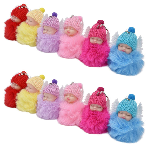 Sova babydocka nyckelring Mode flickdocka Pom nyckelring 12 st för barn leksaksdekoration
