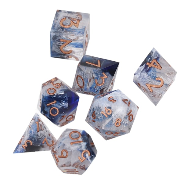 7 st Resin Tärningsset Transparent Polyhedron Clear Number Välbalanserad bärbar tärningssats för bordsspel