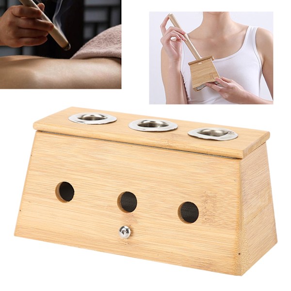 3 hål Moxa Moxibustion Box Akupunktur Moxa Roller Stick Hållare Värmeterapibox