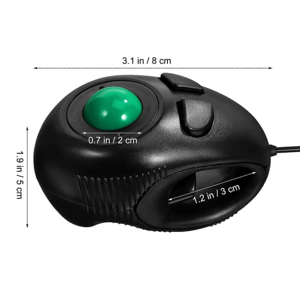 Bärbar fingerhandhållen 4D USB-driven mini-trackballmus för dator och bärbar dator (svart)