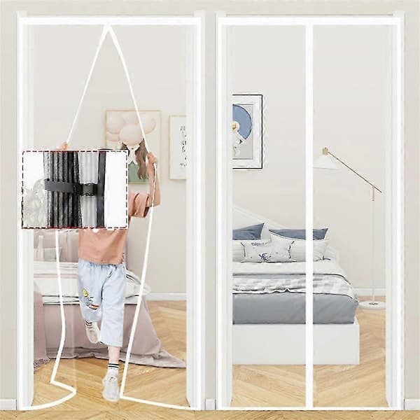 100x210 cm magnetisk skärmdörr, borrfri insektsbarriär för kök/sovrum Black