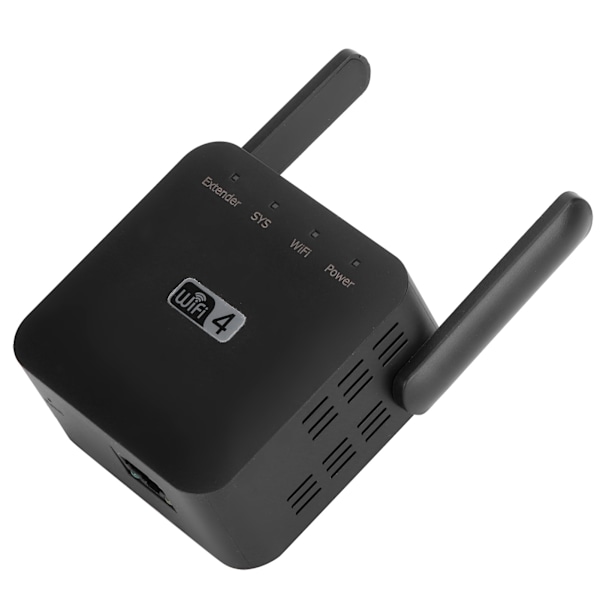 WIFI Repeaters Mini Dobbelt Antenner Signalforstærker Range Extender 300Mbps Sort 100‑240VEU-stik