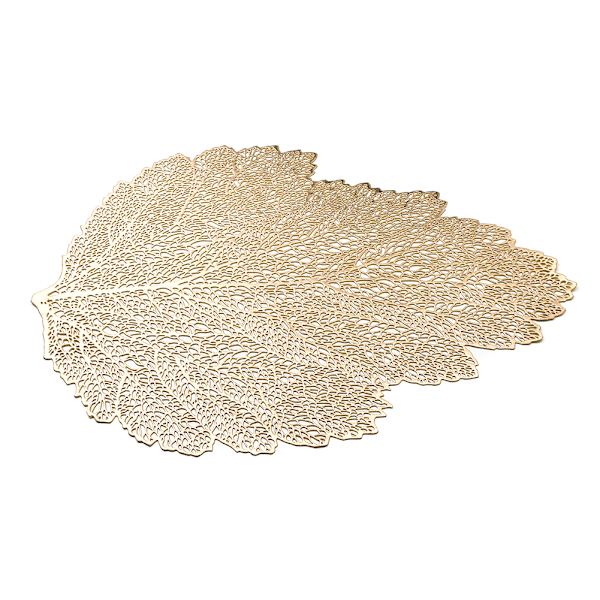 Bladformade bordstablettblad 36x47CM PVC repskyddade bordsunderlägg för bröllop Matbord matt guld
