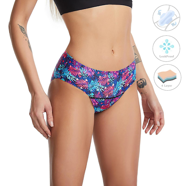 Mid-Waist Bikini Bottom för kvinnor, läckagesäker, badkläder, varmrosa, 4XL