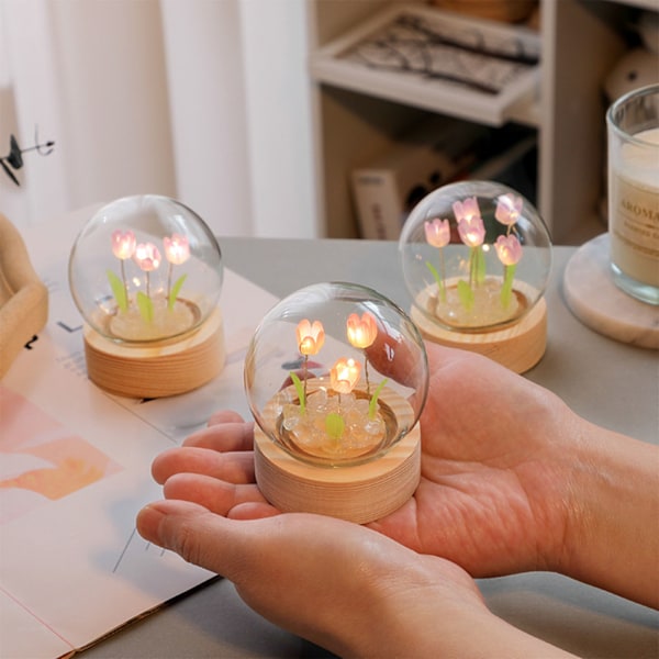 Blomster Natlys Tulpan Natlampe Hjemindretning Natlys Sengelampe til Kontorrum Lilla